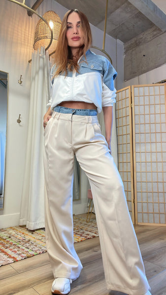 Sami contrast denim waistband trousers