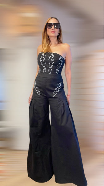 Mary ann western glam Jumpsuit embroidered