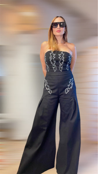 Mary ann western glam Jumpsuit embroidered