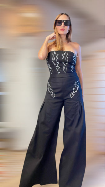 Mary ann western glam Jumpsuit embroidered