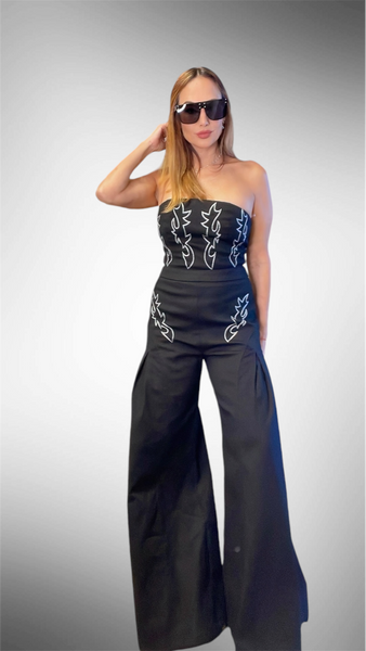 Mary ann western glam Jumpsuit embroidered