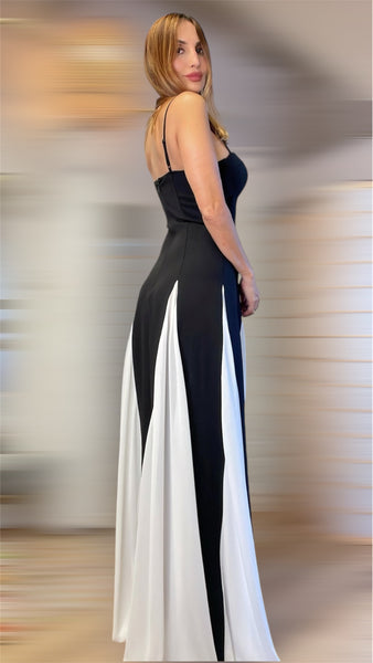 Sophia's Red Carpet" - Black and White Evening Gown