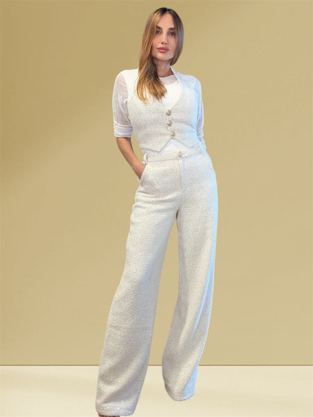 Stunning Drea Oatmeal vest pant set