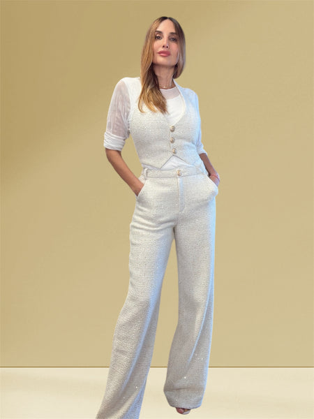 Stunning Drea Oatmeal vest pant set